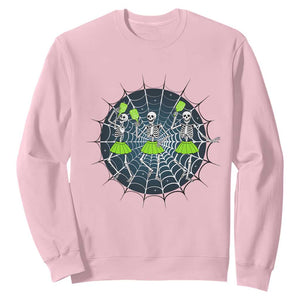 Funny Dancing Skeletons Sweatshirt Pickleball Halloween Gift TS12 Light Pink Print Your Wear