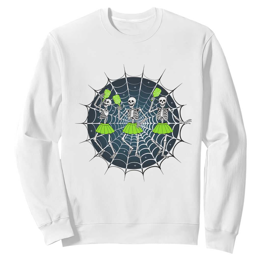 Funny Dancing Skeletons Sweatshirt Pickleball Halloween Gift TS12 White Print Your Wear