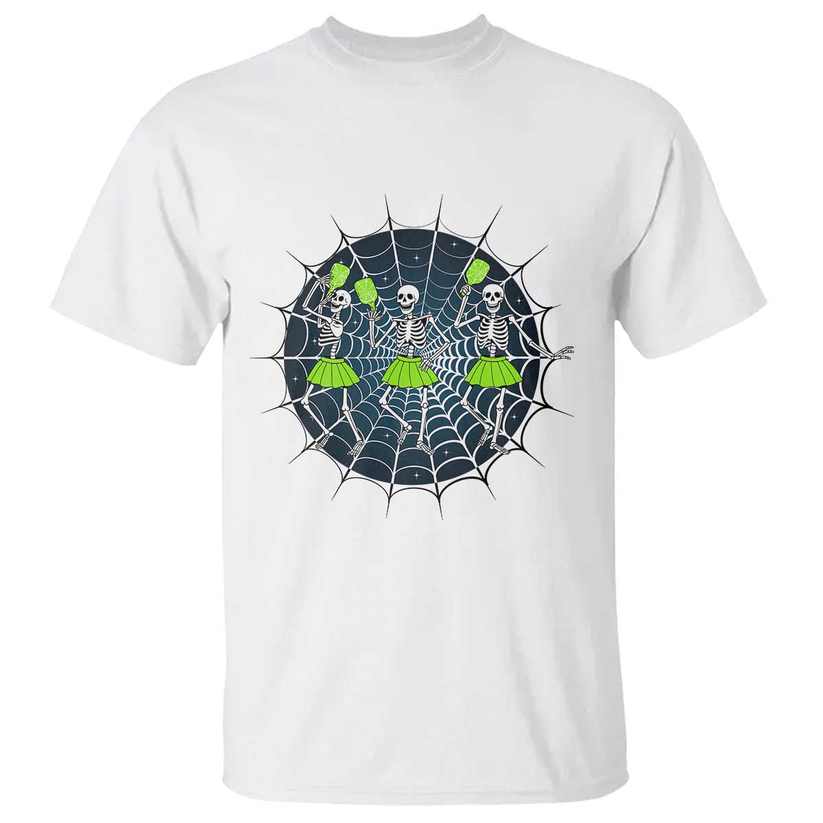 Funny Dancing Skeletons T Shirt Pickleball Halloween Gift TS12 White Print Your Wear