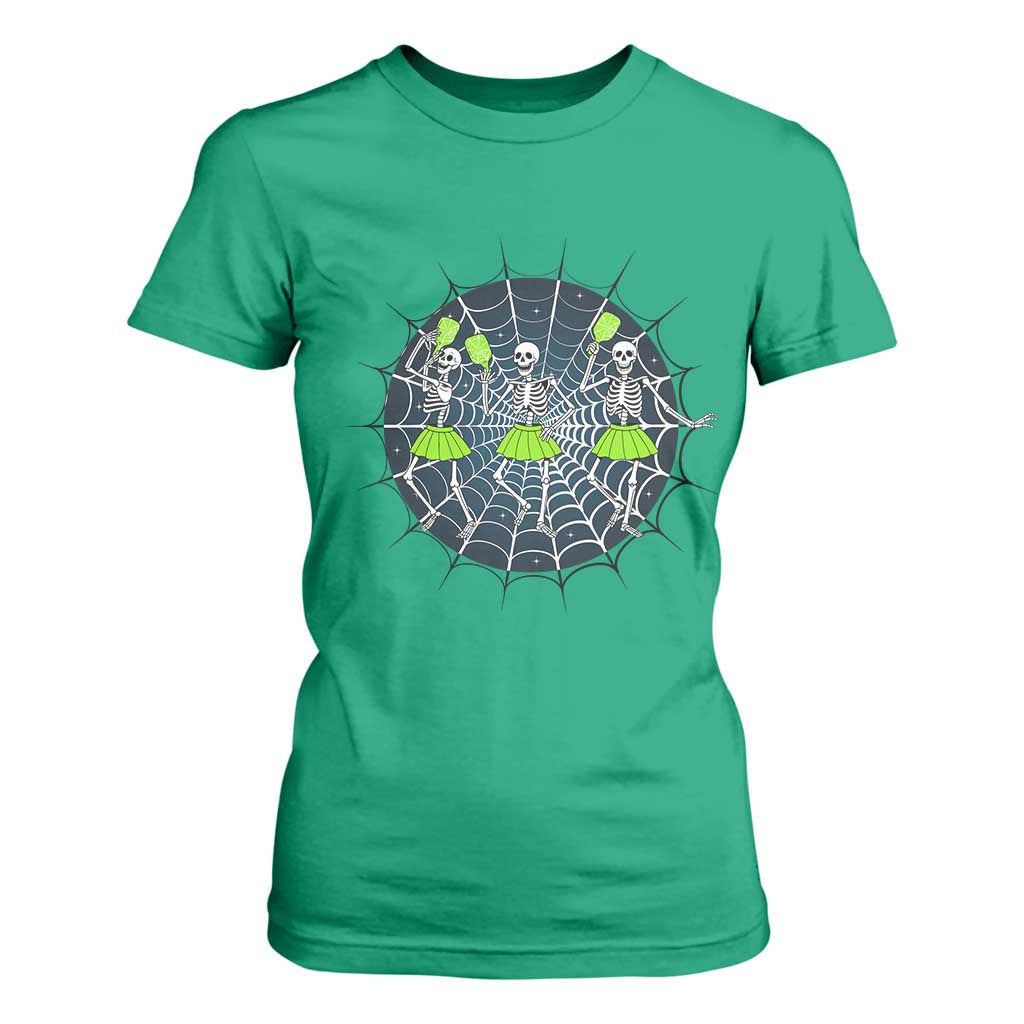 Funny Dancing Skeletons T Shirt For Women Pickleball Halloween Gift TS12 Irish Green Print Your Wear