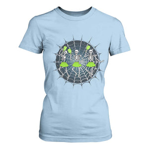Funny Dancing Skeletons T Shirt For Women Pickleball Halloween Gift TS12 Light Blue Print Your Wear