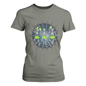 Funny Dancing Skeletons T Shirt For Women Pickleball Halloween Gift TS12 Military Green Print Your Wear