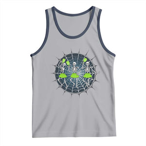 Funny Dancing Skeletons Tank Top Pickleball Halloween Gift TS12 Athletic Heather Navy Print Your Wear
