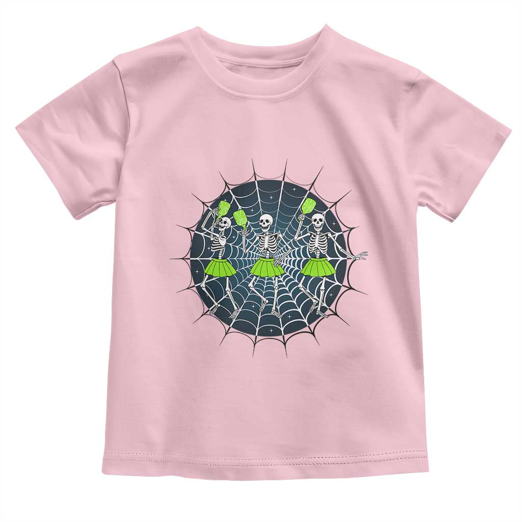 Funny Dancing Skeletons Toddler T Shirt Pickleball Halloween Gift TS12 Light Pink Print Your Wear