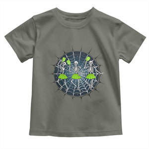 Funny Dancing Skeletons Toddler T Shirt Pickleball Halloween Gift TS12 Military Green Print Your Wear