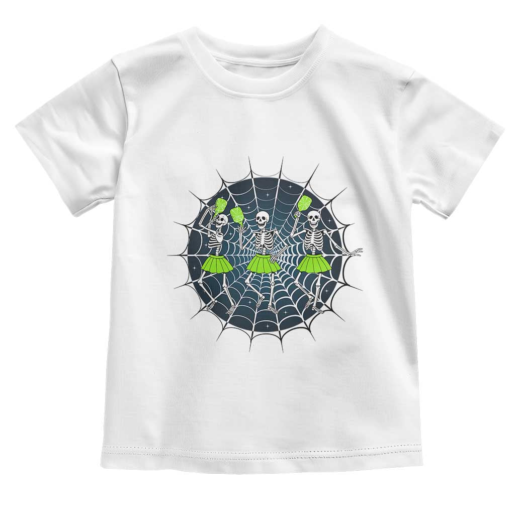 Funny Dancing Skeletons Toddler T Shirt Pickleball Halloween Gift TS12 White Print Your Wear