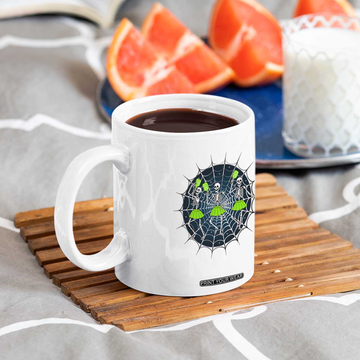 Funny Dancing Skeletons Coffee Mug Pickleball Halloween Gift TS12 Print Your Wear