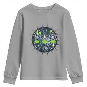 Funny Dancing Skeletons Youth Sweatshirt Pickleball Halloween Gift TS12 Sport Gray Print Your Wear