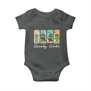 Funny Halloween Pickleball Baby Onesie Spooky Dinks Gift For Players TS12 Dark Heather Print Your Wear