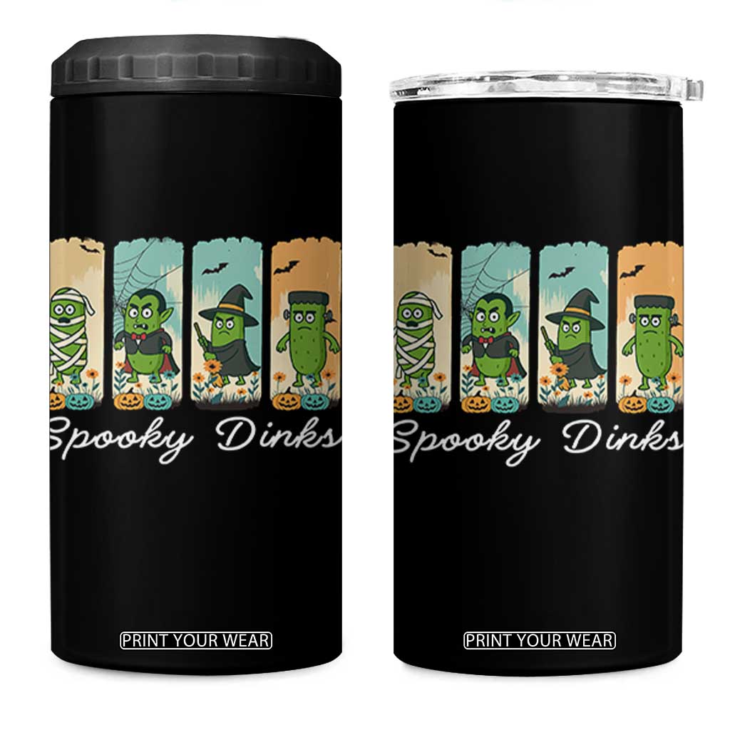 Funny Halloween Pickleball 4 in 1 Can Cooler Tumbler Spooky Dinks Gift For Players TS12 One Size: 16 oz Black Print Your Wear