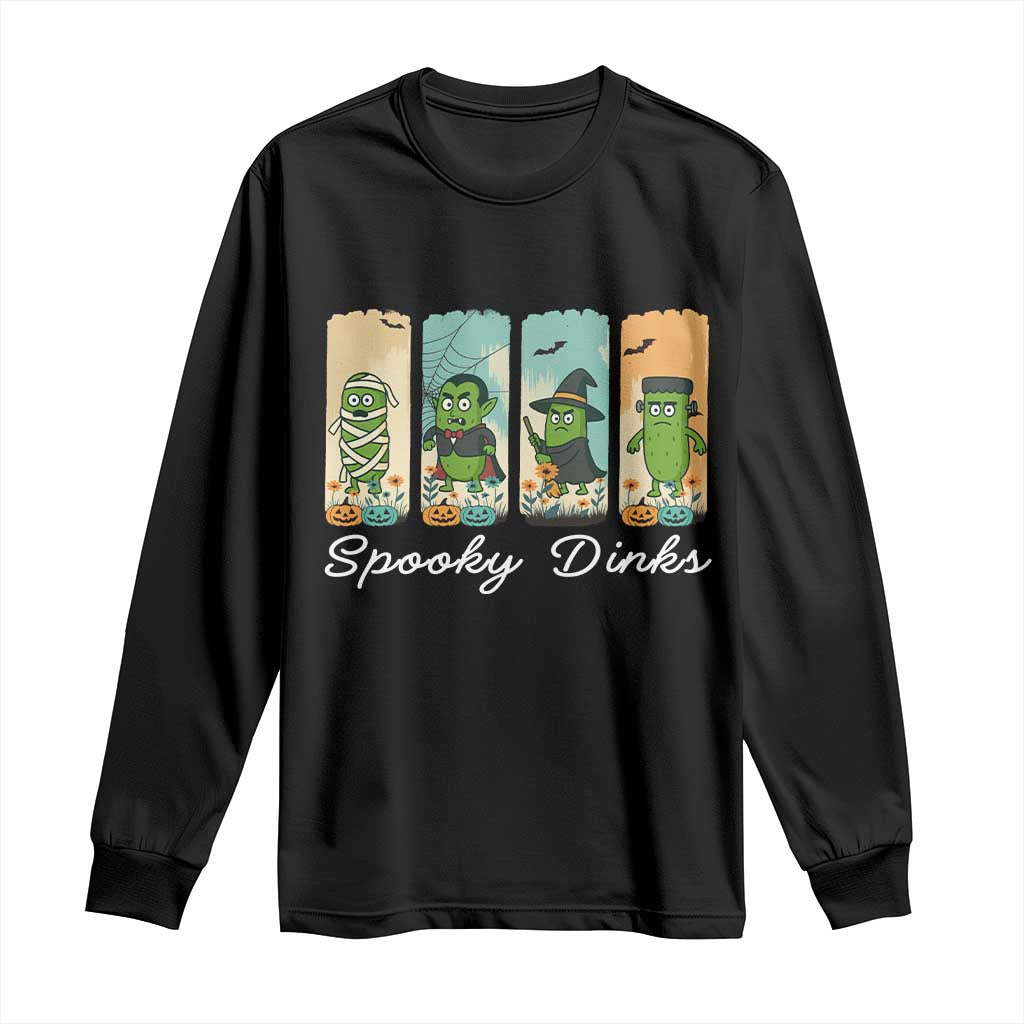 Funny Halloween Pickleball Long Sleeve Shirt Spooky Dinks Gift For Players TS12 Black Print Your Wear