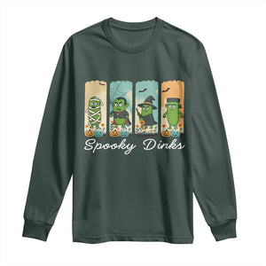 Funny Halloween Pickleball Long Sleeve Shirt Spooky Dinks Gift For Players TS12 Dark Forest Green Print Your Wear