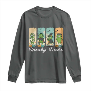 Funny Halloween Pickleball Long Sleeve Shirt Spooky Dinks Gift For Players TS12 Dark Heather Print Your Wear