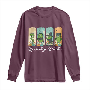Funny Halloween Pickleball Long Sleeve Shirt Spooky Dinks Gift For Players TS12 Maroon Print Your Wear
