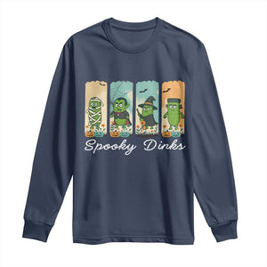 Funny Halloween Pickleball Long Sleeve Shirt Spooky Dinks Gift For Players TS12 Navy Print Your Wear