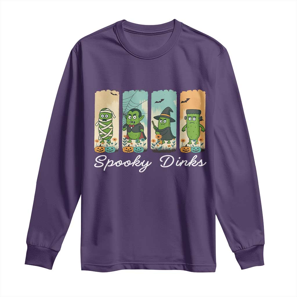 Funny Halloween Pickleball Long Sleeve Shirt Spooky Dinks Gift For Players TS12 Purple Print Your Wear