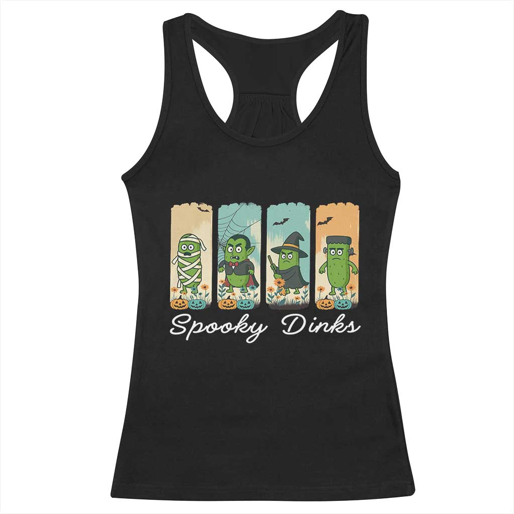 Funny Halloween Pickleball Racerback Tank Top Spooky Dinks Gift For Players TS12 Black Print Your Wear