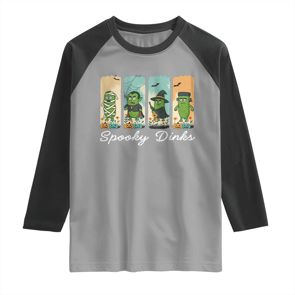 Funny Halloween Pickleball Raglan Shirt Spooky Dinks Gift For Players TS12 Sport Gray Black Print Your Wear