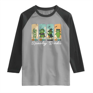 Funny Halloween Pickleball Raglan Shirt Spooky Dinks Gift For Players TS12 Sport Gray Black Print Your Wear