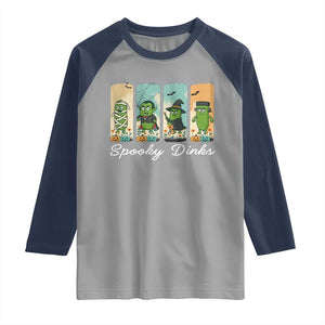 Funny Halloween Pickleball Raglan Shirt Spooky Dinks Gift For Players TS12 Sport Gray Navy Print Your Wear