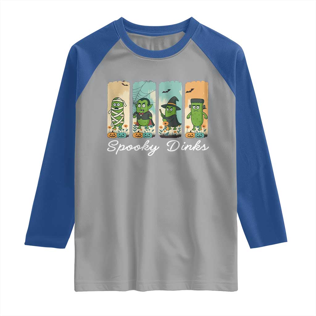 Funny Halloween Pickleball Raglan Shirt Spooky Dinks Gift For Players TS12 Sport Gray Royal Print Your Wear