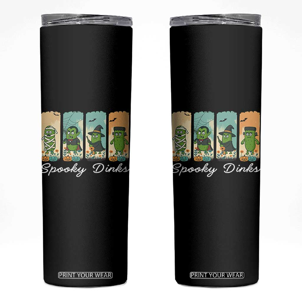 Funny Halloween Pickleball Skinny Tumbler Spooky Dinks Gift For Players TS12 Black Print Your Wear