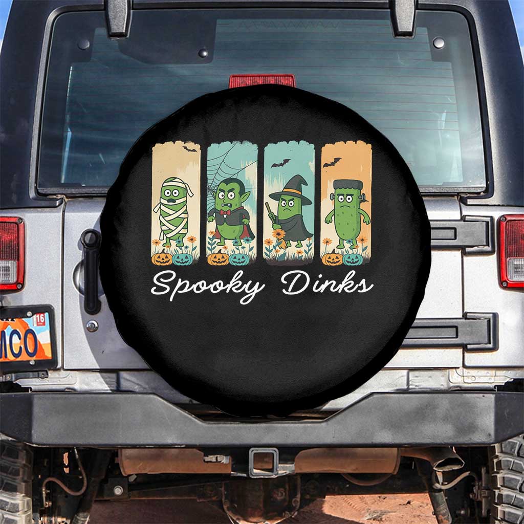 Funny Halloween Pickleball Spare Tire Cover Spooky Dinks Gift For Players TS12 No hole Black Print Your Wear