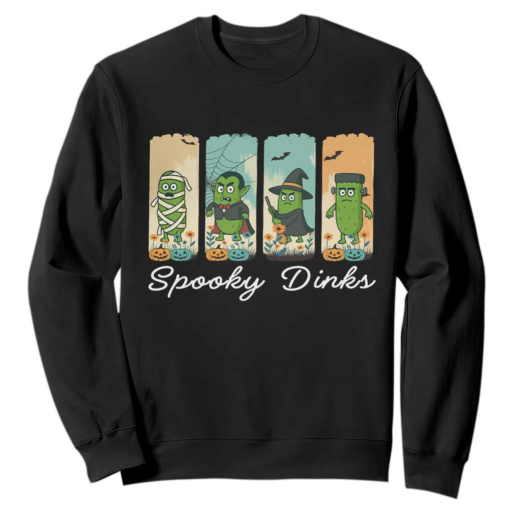Funny Halloween Pickleball Sweatshirt Spooky Dinks Gift For Players TS12 Black Print Your Wear