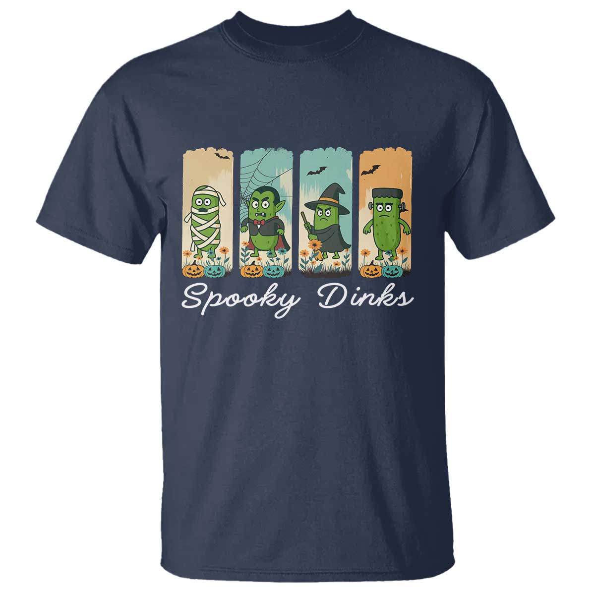 Funny Halloween Pickleball T Shirt Spooky Dinks Gift For Players TS12 Navy Print Your Wear