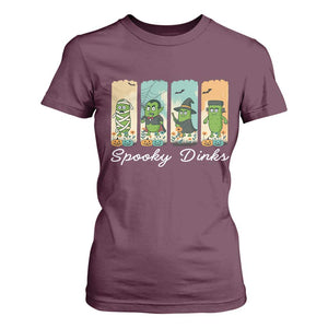 Funny Halloween Pickleball T Shirt For Women Spooky Dinks Gift For Players TS12 Maroon Print Your Wear