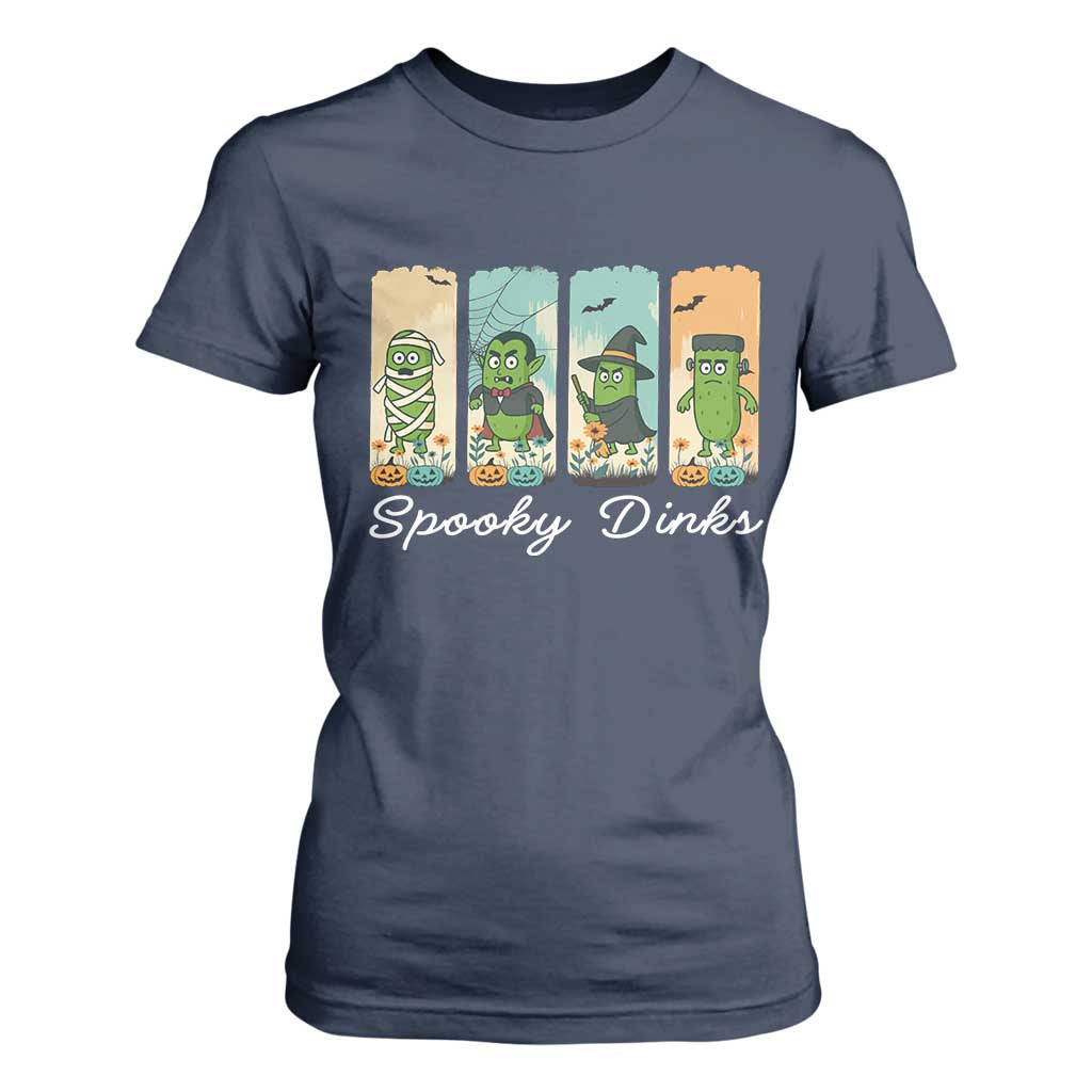 Funny Halloween Pickleball T Shirt For Women Spooky Dinks Gift For Players TS12 Navy Print Your Wear