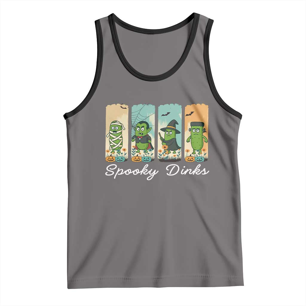 Funny Halloween Pickleball Tank Top Spooky Dinks Gift For Players TS12 Deep Heather Black Print Your Wear
