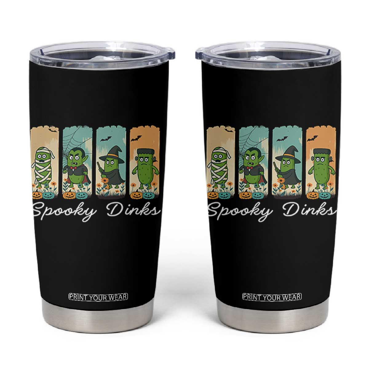 Funny Halloween Pickleball Tumbler Cup Spooky Dinks Gift For Players TS12 Black Print Your Wear