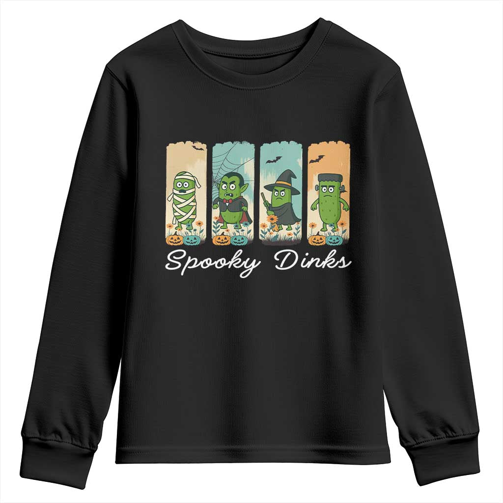 Funny Halloween Pickleball Youth Sweatshirt Spooky Dinks Gift For Players TS12 Black Print Your Wear