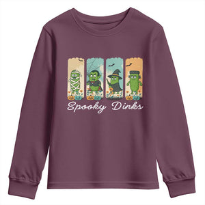 Funny Halloween Pickleball Youth Sweatshirt Spooky Dinks Gift For Players TS12 Maroon Print Your Wear