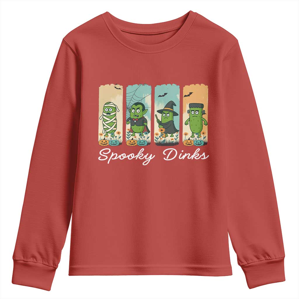 Funny Halloween Pickleball Youth Sweatshirt Spooky Dinks Gift For Players TS12 Red Print Your Wear