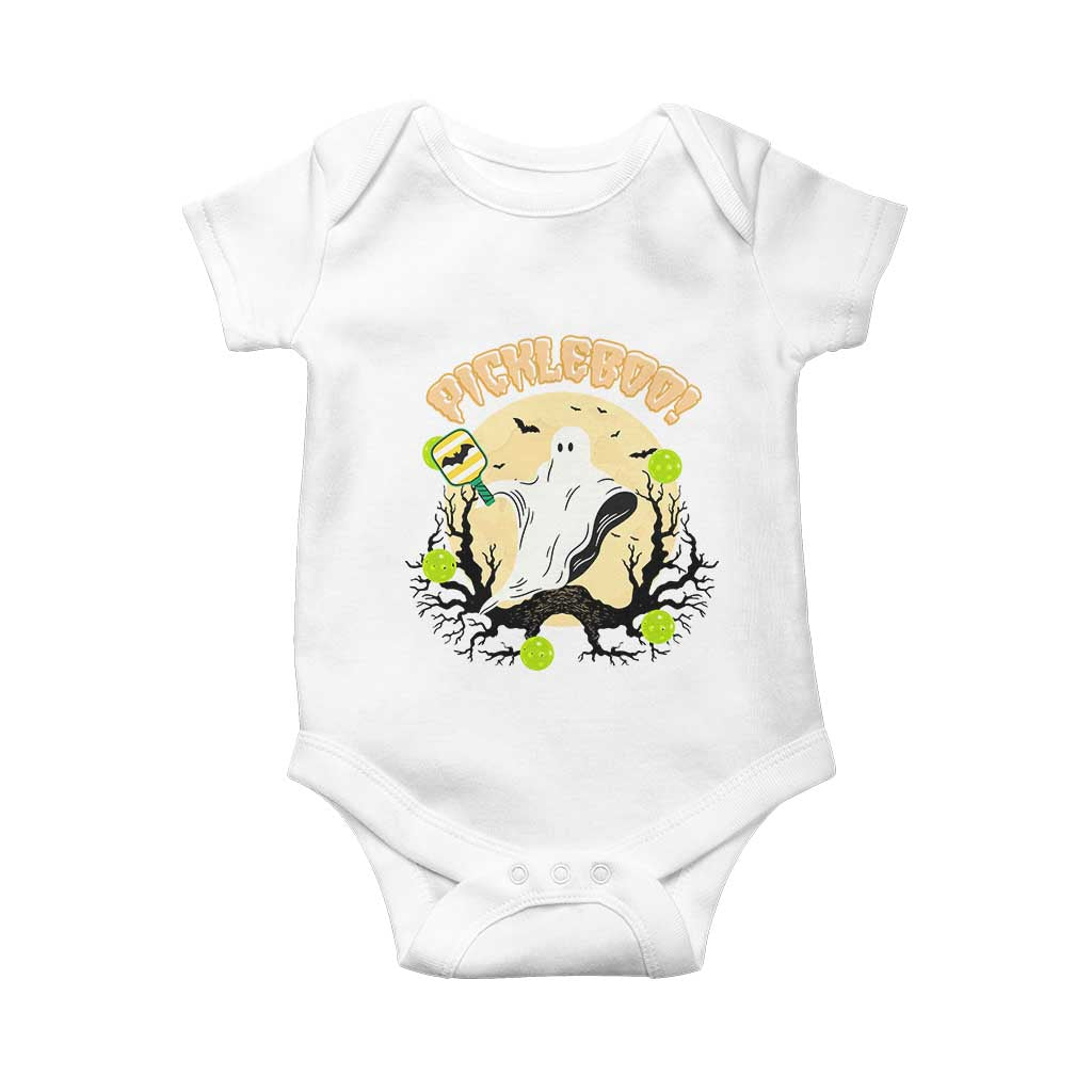 Funny Halloween Pickleball Baby Onesie Pickleboo Ghost Costume TS12 White Print Your Wear