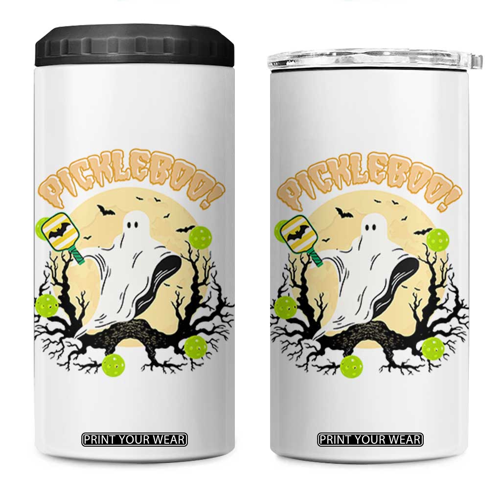 Funny Halloween Pickleball 4 in 1 Can Cooler Tumbler Pickleboo Ghost Costume TS12 One Size: 16 oz White Print Your Wear