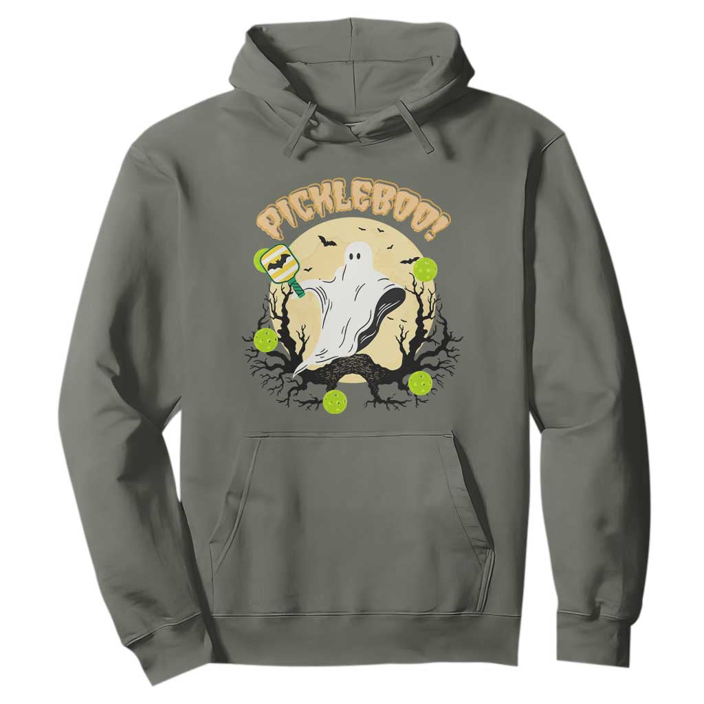 Funny Halloween Pickleball Hoodie Pickleboo Ghost Costume TS12 Military Green Print Your Wear