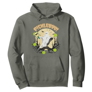Funny Halloween Pickleball Hoodie Pickleboo Ghost Costume TS12 Military Green Print Your Wear