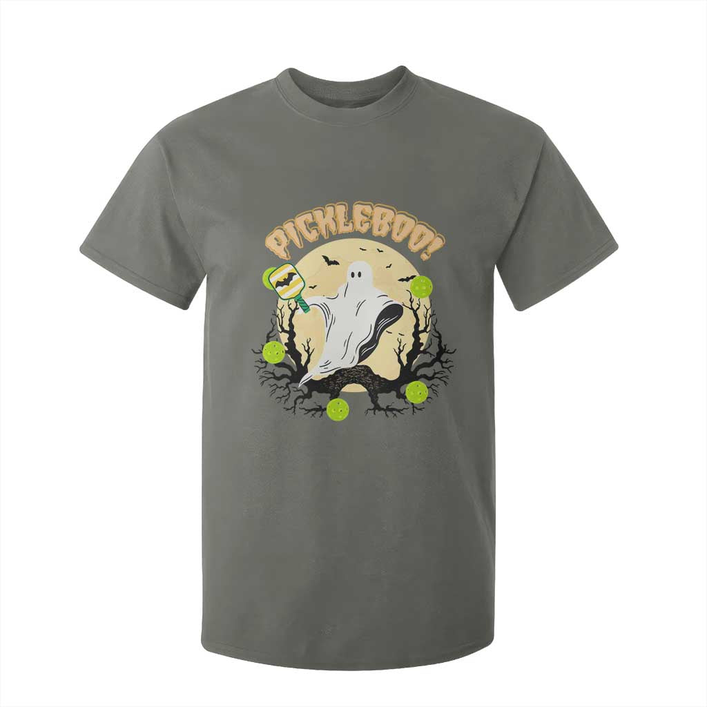 Funny Halloween Pickleball T Shirt For Kid Pickleboo Ghost Costume TS12 Military Green Print Your Wear
