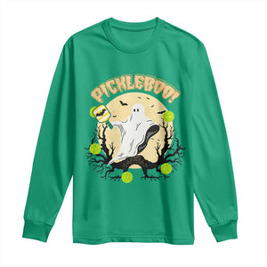 Funny Halloween Pickleball Long Sleeve Shirt Pickleboo Ghost Costume TS12 Irish Green Print Your Wear