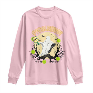 Funny Halloween Pickleball Long Sleeve Shirt Pickleboo Ghost Costume TS12 Light Pink Print Your Wear