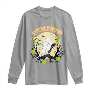 Funny Halloween Pickleball Long Sleeve Shirt Pickleboo Ghost Costume TS12 Sport Gray Print Your Wear