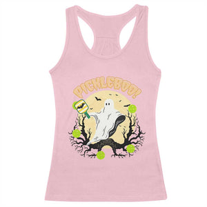 Funny Halloween Pickleball Racerback Tank Top Pickleboo Ghost Costume TS12 Light Pink Print Your Wear