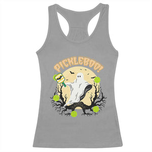 Funny Halloween Pickleball Racerback Tank Top Pickleboo Ghost Costume TS12 Sport Gray Print Your Wear