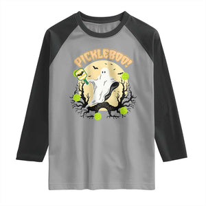 Funny Halloween Pickleball Raglan Shirt Pickleboo Ghost Costume TS12 Sport Gray Black Print Your Wear