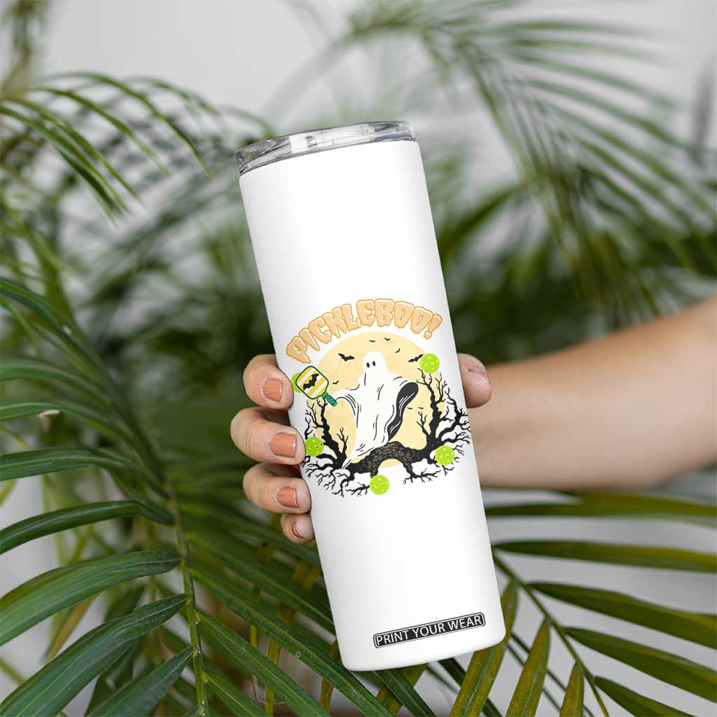 Funny Halloween Pickleball Skinny Tumbler Pickleboo Ghost Costume TS12 Print Your Wear