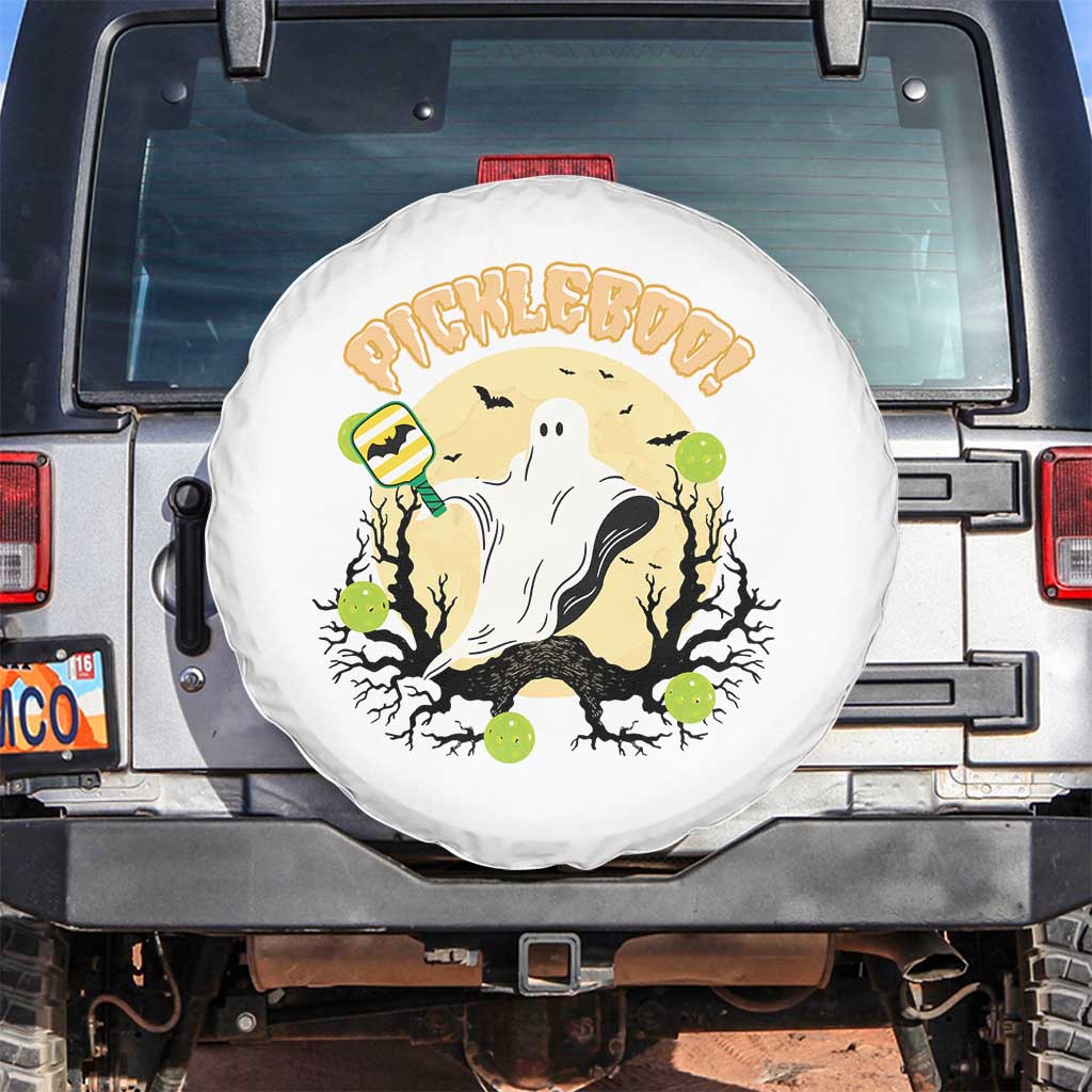 Funny Halloween Pickleball Spare Tire Cover Pickleboo Ghost Costume TS12 No hole White Print Your Wear