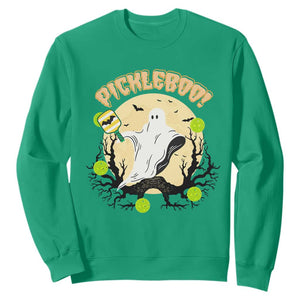 Funny Halloween Pickleball Sweatshirt Pickleboo Ghost Costume TS12 Irish Green Print Your Wear